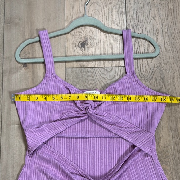Topshop Purple Ribbed Dress with Knot Detail - Picture 6 of 11